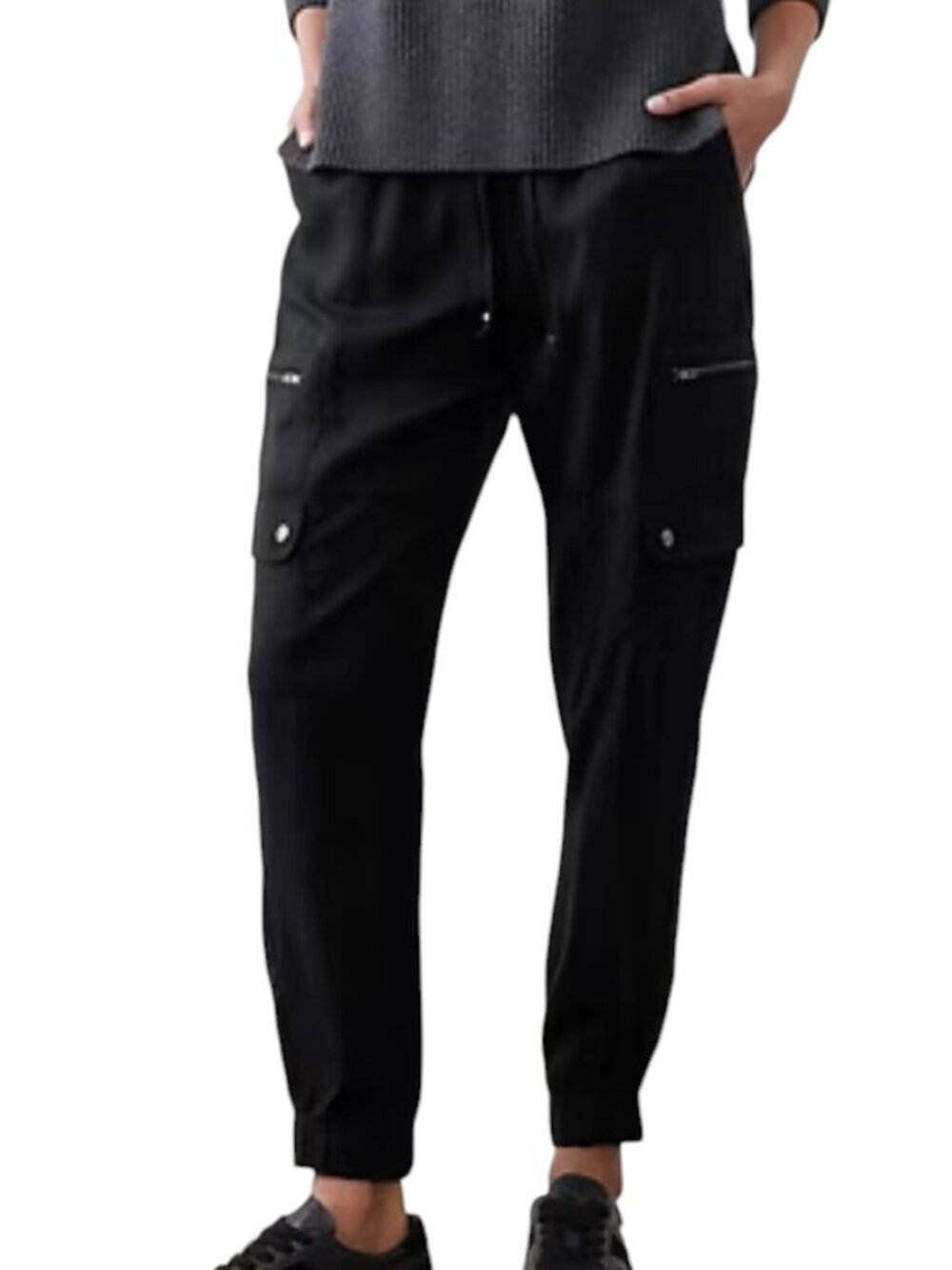Banana Republic Factory Tencel Cargo Jogger Pants Utility Black M - Picture 2 of 7
